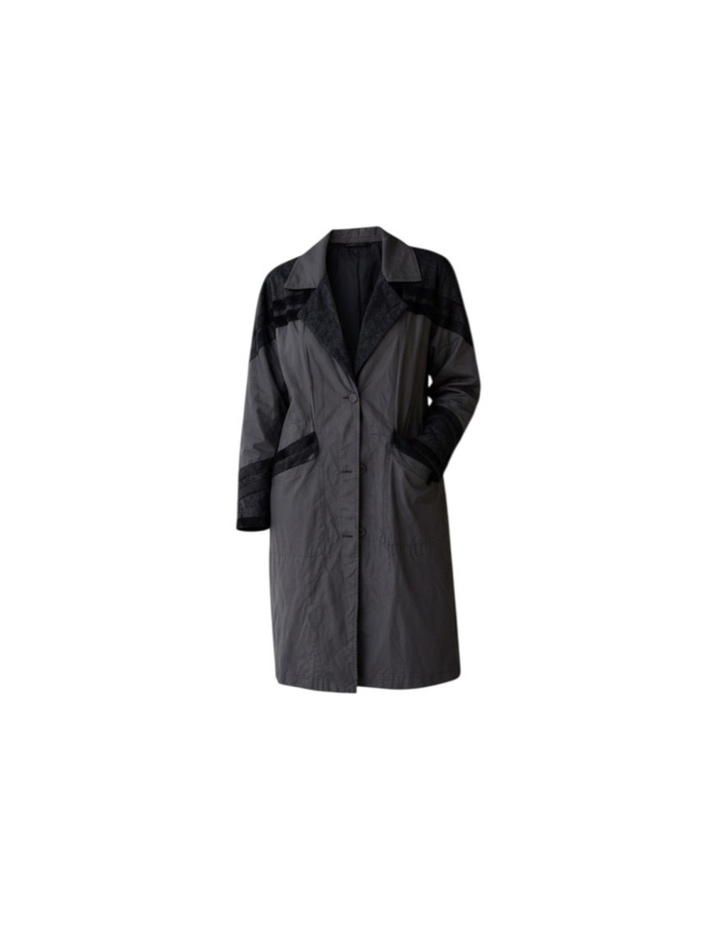 Vintage Black & Charcoal Leather Trench Coat